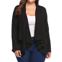 Besooly Women Plus Size Cardigan Long Sleeve Coat Autumn Pullover Top Blouse Warm Jacket Black