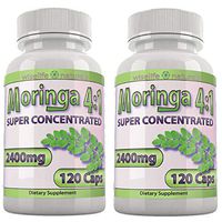 Moringa Oleifera Capsules: 4X Potency Moringa Powder - Super Greens Supplement Powder High Chlorophyll Capsules - Prenatal Dha Breast Feeding Supplements Conception Fertility Prenatal Vitamins Bulk X2