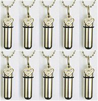 Family Set of TEN Silver OPEN HEART CREMATION URNS - Includes 10 Velvet Pouches, 10 Ball-Chains, Fill Kit - Made in the USA