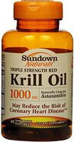 Sundown Naturals Krill Oil 1000 mg Softgels Triple Strength Red 60 Soft Gels (Pack of 4)