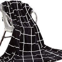 Theoylos Flannel Throw Blankets Super Soft with Black and White Stripe Bed Blankets Shaggy Warm Sofa Throws
