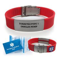 Diabetes Type 1 Insulin Pump Medical Alert ID Bracelet for Men and Women