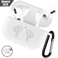 WAAILU Protective Cover Compatible with AirPods Pro Case, Case with Keychain for AirPods 3 Charging Case - 2019 Release Visible Front LED Shock-Absorbing Soft Slim Silicone Case Skin - White