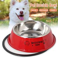 FEDBNET Stainless Steel Pet Cat Bowl Puppy Dish Bowl,Non Slip Dog Puppy Cat Pet Animal Feeding Food Water Bowl Dish Random Color with Cute Painted for Small Dogs & Cats