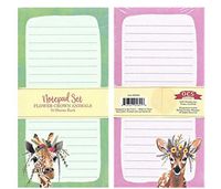 OCS Designs Flower Crown Animals Giraffe/Fawn Deer Notepads, Set of 2