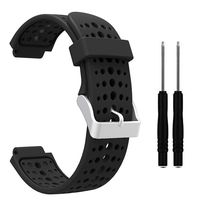 HWHMH 1PC Replacement Silicone Bands With 2PCS Pin Removal Tools For Garmin Forerunner 220/230/235/620/630 (No Tracker, Replacement Bands Only) (Pure color: Black)