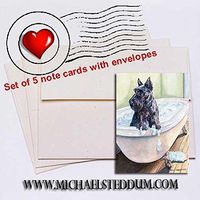 Michael Steddum Scottie Bath Scottish Terrier Note Card Set