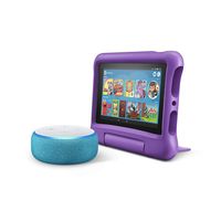 All-New Echo Dot Kids Edition, Blue with Fire 7 Kids Edition Tablet, Purple