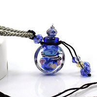 Coolrunner Crystal Aromatherapy Essential Oil Diffuser Necklace Glazed Glass Pendant Locket Jewelry Gift (Blue)