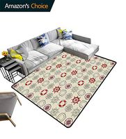 Bigdatastore Compass Nautical Area Rug Bedroom, Helm Life Buoy Pattern Nautical Vintage Sketch Style Illustration Exotic Travels, Fashionable High Class Living Bedroom Rugs(6'x 9')