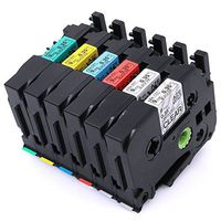 MarkDomain Compatible Label Tapes Replacement for Brother TZe TZ Ptouch Laminated 9mm 0.35 Inch Multi Color Work with Ptouch PT H100 D200 D210 D600 Label Maker, TZe 121 221 421 521 621 721, 6 Pack