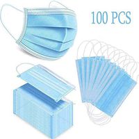 Mmsh 100 pcs Disposable Fcae Mouth Air Filter Protection Guard Thick 3-Layers Soft Comfortable Earloop Non-Woven Anti Dust Car Exhaust Breathable Cover for Personal Health