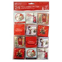 Giftmaker Collection Christmas Handcrafted Colour Gift Wrap Tags - with Red Foil and Added Crystals, Pack of 24