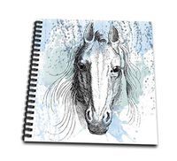 3dRose db_179100_2 Blue Watercolor Horse Memory Book, 12" x 12"
