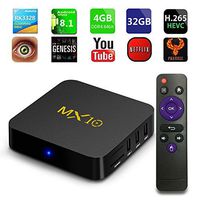 WeniChen MX10 Smart TV Box Android 8.1 Streaming Media Player with RK3328 Quad Core DDR3 4GB+32GB, Support 2.4GHz WIFI/100M LAN, 3D Movies 4K Solution (2018 Version)