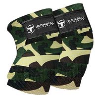 Iron Bull Strength Knee Wraps (1 Pair) - 80" Elastic Knee and Elbow Support & Compression - for Weightlifting, Powerlifting, Fitness, WODs & Gym Workout - Knee Straps for Squats (Camo/Green)