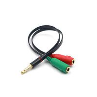 DSstyles 3.5mm Jack Audio Splitter Cable Earphone Splitter 2 in 1 Audio Line Aux Microphone Headphones Adapter (TPE1 Male 2 Female Black)