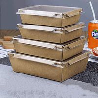 AXZHYX Bowl Disposable Kraft Paper Box Sushi Box Salad Takeaway Lunch Box Party Picnic Tableware [100 Packs] Hotel Tableware Home Noodles Boiled Fish Soup Bowl (Color : L)