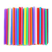 100 PCS Jumbo Smoothie Straws, Colorful Disposable Plastic Large Wide-mouthed Milkshake Straw (0.43" Diameter and 8.2" long)