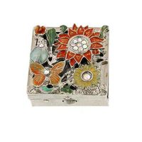 1928 Jewelry Orange Flower Square Pill Box