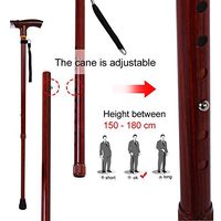Adjustable Canes and Walking Sticks Multi-Function Telescopic Walking Cane with Light Aluminium Alloy Quad Tip Cane for Men and Women (Rosewood Color)