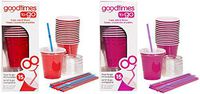 Goodtimes 9oz Kids Cups To-Go Kits With Lids And Straws (30, 1 Red and 1 Pink)