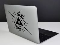 The Legend of Zelda Triforce Logo V2 for Macbook laptop die-cut vinyl decal sticker (Black, Mac with Reflective Apple)