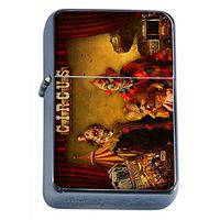 Perfection In Style Silver Flip Top Oil Lighter Vintage Creepy Clowns Design 015