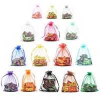 Halulu 100pcs 5"x7" Assorted Colors Drawstring Organza Drawstring Bags Jewelry Party Wedding Favor Gift Bags