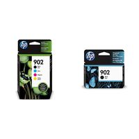 HP 902 Black, Cyan, Magenta & Yellow Ink Cartridges, 4 Cartridges (T6L98AN, T6L86AN, T6L90AN, T6L94AN) & 902 Black Ink Cartridge (T6L98AN)