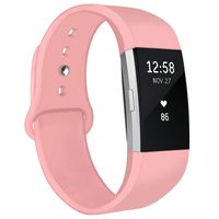 NAHAI Bands Compatible with Fitbit Charge 2, Soft Silicone Replacement Bands Adjustable Sport Wristbands Strap Accessories for Fitbit Charge 2, Women Men, Large, Rose Pink