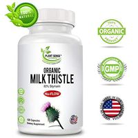 Plant Sense Nutrients Organic Milk Thistle, Liver Cleanse & Liver Detox Supplement, 375 Mg Standardized Milk Thistle Seed Extract Per Capsule, 80% Silymarin Flavonoids, 120 Vegetable Capsules