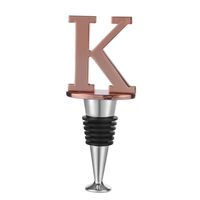 Wine and Beverage Bottle Stopper With Rose Gold Finish, K-Initial (Letter K)
