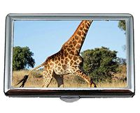 Cigarette Case,Bathing Animal Giraffe Stainless Steel Card Holder