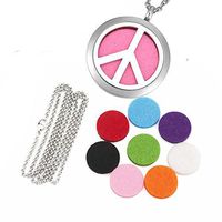 Ginooars 30mm Peace Aromatherapy Essential Oil Diffuser Stainless Steel Locket Pendant and 10pcs Refill Pads with a 45cm Free Chain