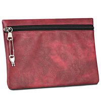 Smell Proof Bags and Container with Lock - Carbon Lined Odor Proof Pouch with Key Lock - Discreet Locking Travel Case - Bag for Medication, Herbs, Spice, Perfume, Vegan Leather (Red)