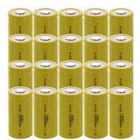 20x Exell C Size 1.2V 3000mAh NiCD Flat Top Rechargeable Batteries for high power static applications (Telecoms, UPS and Smart grid), electric mopeds, meters, radios, RC devices, electric tools