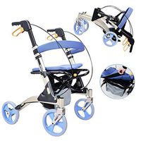 Standard Aluminum Folding Rollator Adult Walker with 8 Inch Wheels, Stand Up Folding Rollator Walker with Padded Armrests, for Seniors and Adults