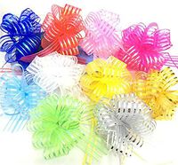 Auch 10Pcs Elegant Beautiful Festival Assorted Colors Crystal Yarn Pull Bows/Christmas Gift/Basket Knot with Ribbon Strings to Wrap The Box or Floral Decoration