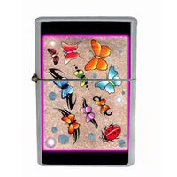 Butterfly Colorful Modern Art Wind Proof Dual Torch Refillable Lighter D-216