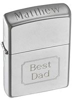 Personalized Best Dad Satin Chrome Zippo Lighter with Free Engraving