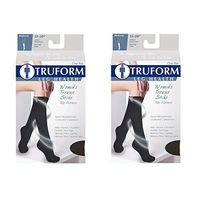 Truform Women's Fit Compression Socks, Rib Knit Pattern, 15-20 mmHg, Black, X-Large (Pack of 2)