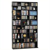 Pemberly Row 72" Triple Slim Multimedia Storage Rack in Espresso