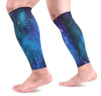 ShineSnow Purple And Green Galaxy Compression Calf Sleeve, Star Leg Socks for Shin Splint,Calf Pain Relief Men Women Runners Guard for Running Cycling Maternity Travel Nurses