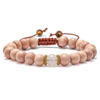M MOOHAM Wooden Bead Bracelets, 6mm Adjustable Beads Bracelet Men Women Stress Relief Yoga Beads Adjustable Semi-Precious Agate Stone Bracelet Bangle
