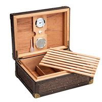 Humidors 50 Cigar Cigar Storage Box Travel Cedar Wood Humidifier Large Capacity Moisturizing Cabinet Equipped with Humidifier and Thermometer (Color : Brown, Size : 122229.5cm)