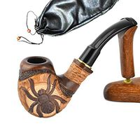 "Spider" Pear Wood Hand Carved Tobacco Smoking Pipe Pouch