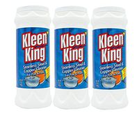 King Kleen Stainless Steel Cookware Cleaner and Copper Cleaner (14 oz, 3 Pack) Helps Remove Stains and Tarnish from Pots and Pans, Multi-Purpose Metal Cleaner, Powder Form