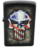 Zippo Custom American Flag Punisher Punisher Skull Lighter - Matte Black