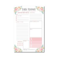 Pink Floral Undated Daily Task Planner To do List Pad, School Family Life Work Personal Productivity Notepad, Day Schedule Organizer, Cute Gift Idea Water Exercise Goal Habit Tracker 50 Tear Off Pages